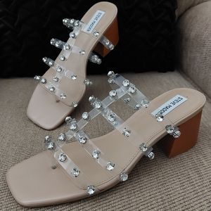 STEVE MADDEN INTRICATE INTRO CLEAR SLIDE SANDALS